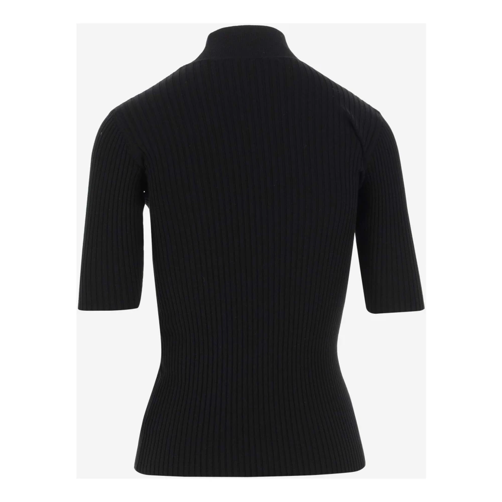 Off White Zwarte Pullover van Stretch Wol met Hoge Hals en Logo Detail Black Dames