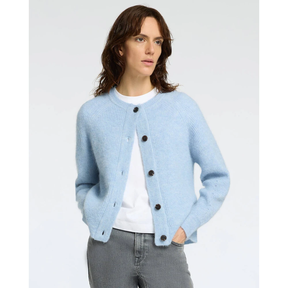 Selected Femme Gebreid Kort Vest Blue Dames
