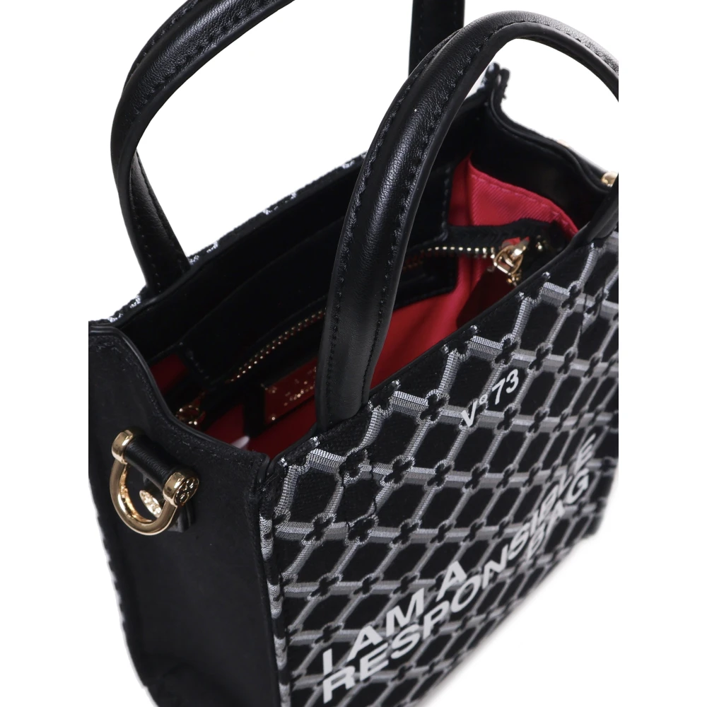 V73 Geometrische Print Zwarte Tas Black Dames
