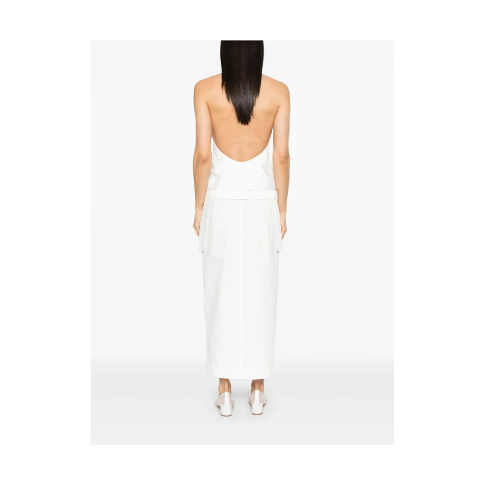 LOW Classic Witte Jurk met Riem en Voorsplit White Dames