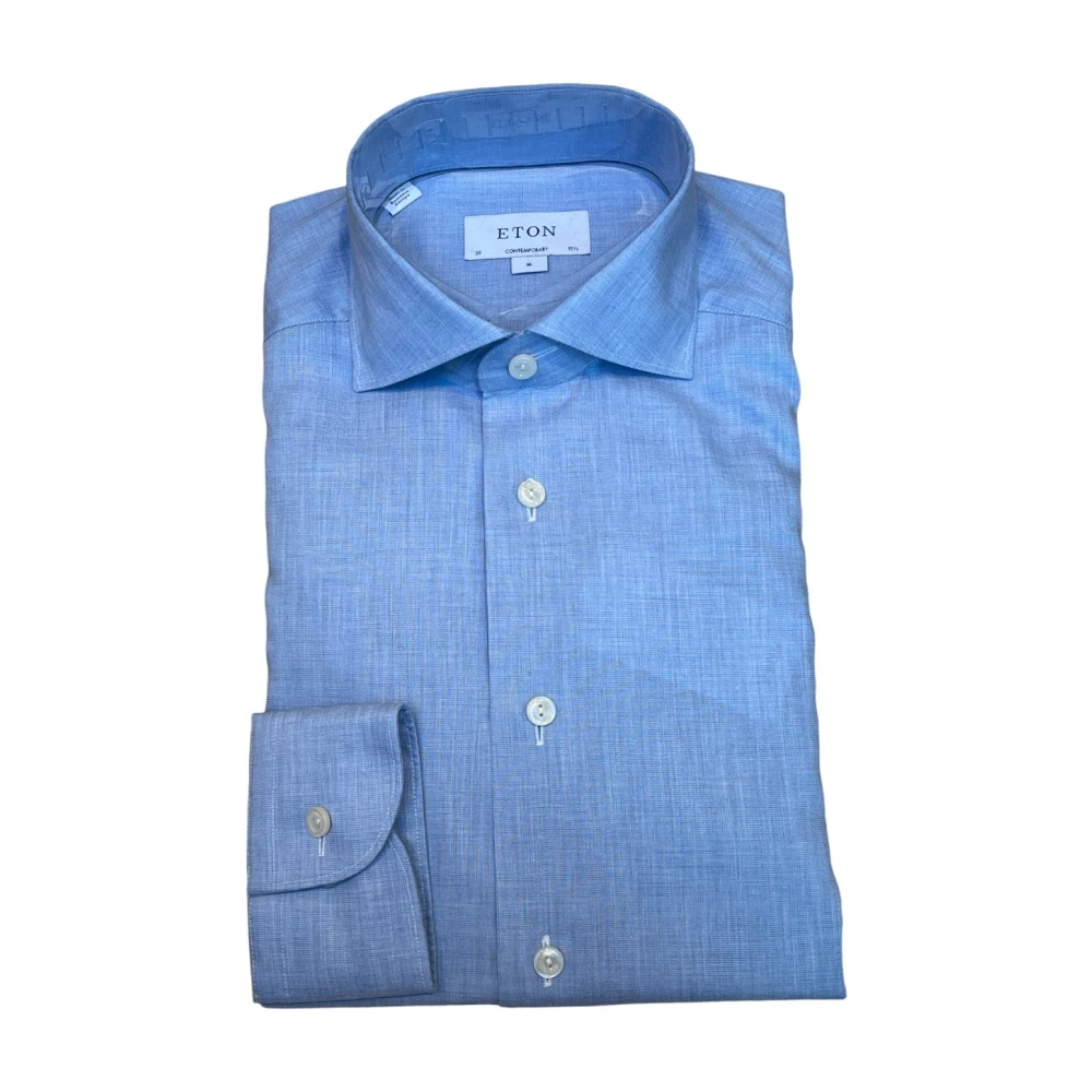 Eton Hedendaags Katoenen Overhemd in Lichtblauw Blue Heren