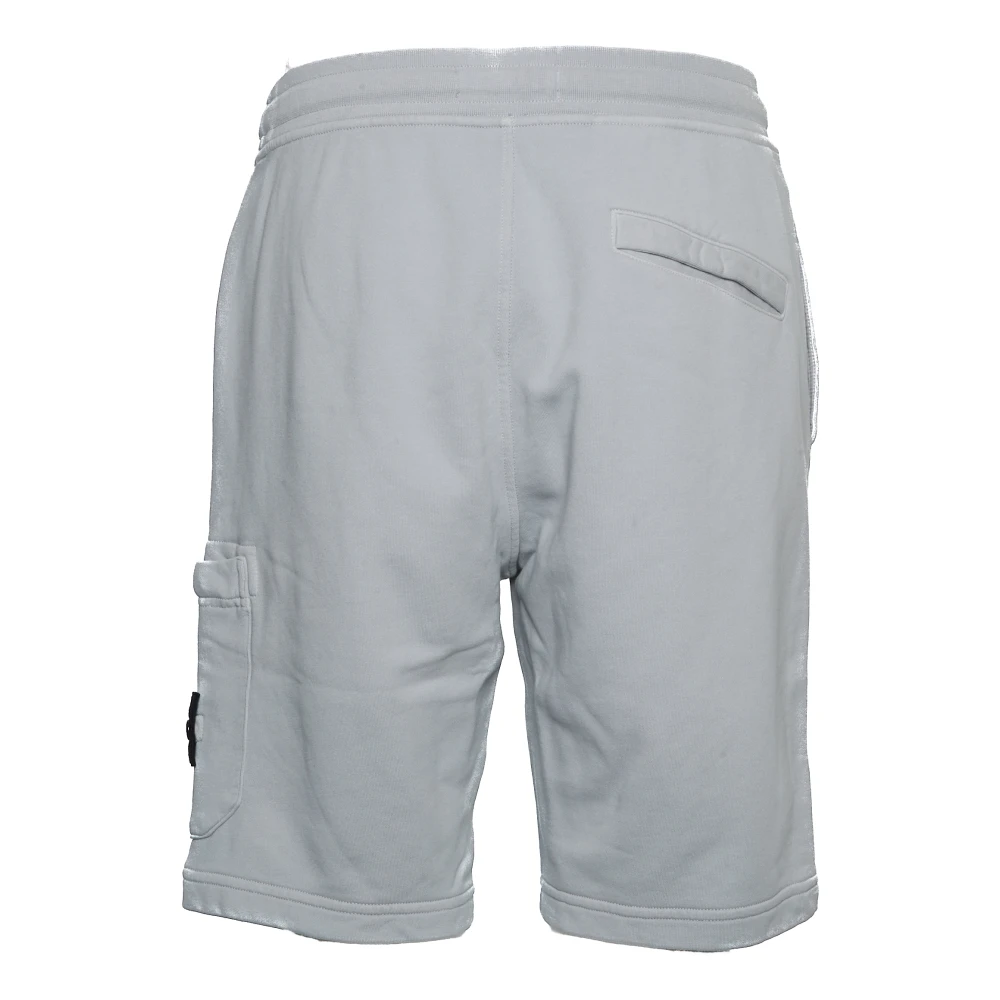 Stone Island Grijze Fleece Shorts Bermudas Ss25 Gray Heren