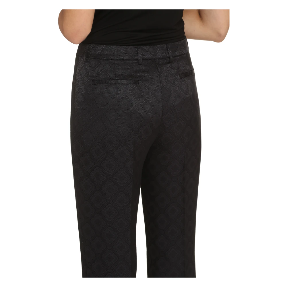 ETRO Flared Broek met Bloemen Jacquard Motief Black Dames