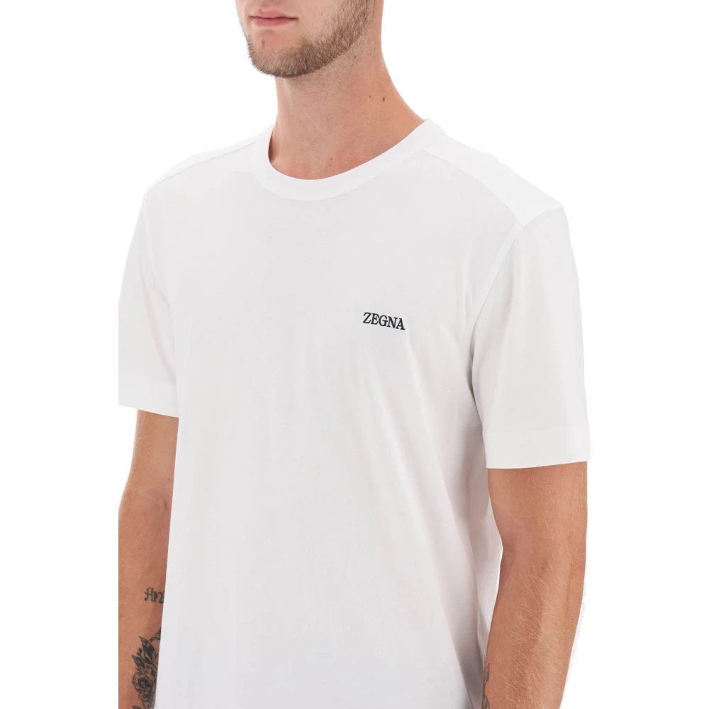 Ermenegildo Zegna Logo Crew Neck T-Shirt White Heren