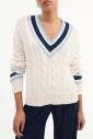white-cable-knit-v-neck-sweater