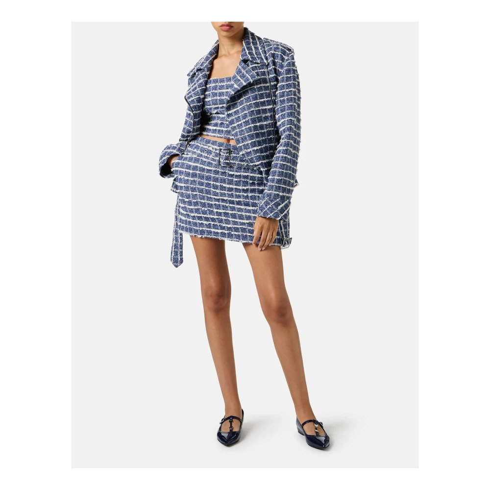 Iceberg Aansluitende witte en blauw geruite top met schouderbandjes van Chanel-ruitstof Blue Dames
