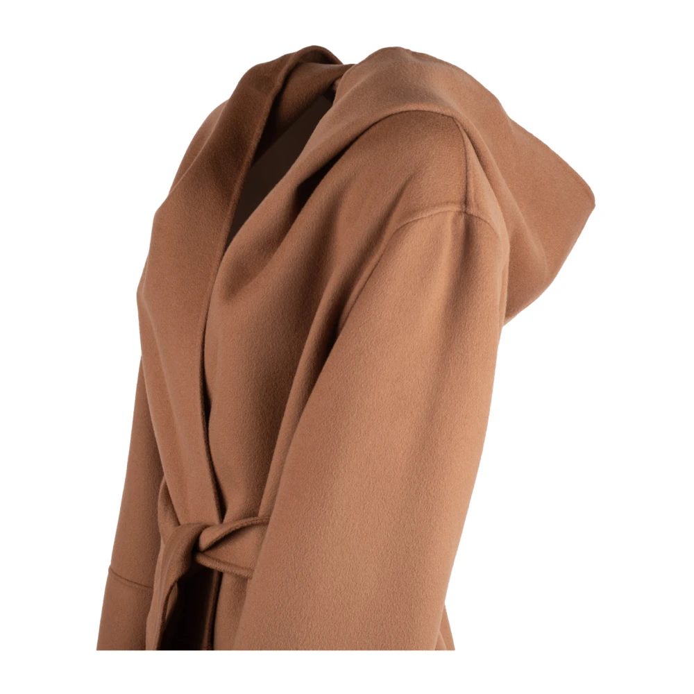 Max Mara Handgemaakte Wollen Jas met Capuchon Brown Dames