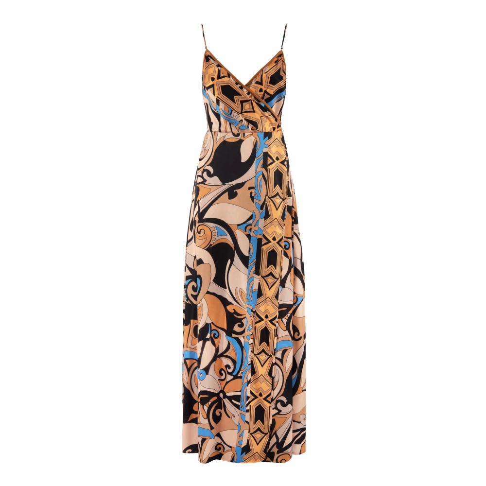 Nenette Lange jurk met sjaalprint Multicolor Dames