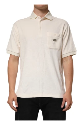 Ivory Bomull Polo T-shirt med Logoficka