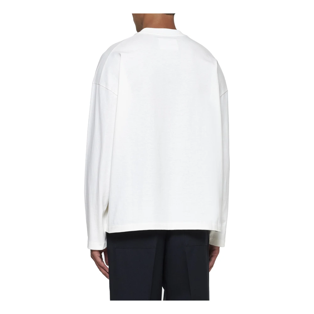 Jil Sander Wit Katoenen T-shirt met Lange Mouwen White Heren