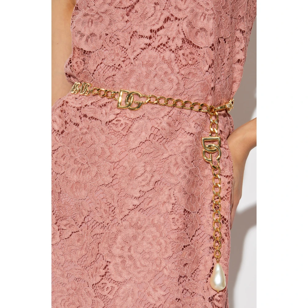 Dolce & Gabbana Mouwloze kanten jurk Pink Dames