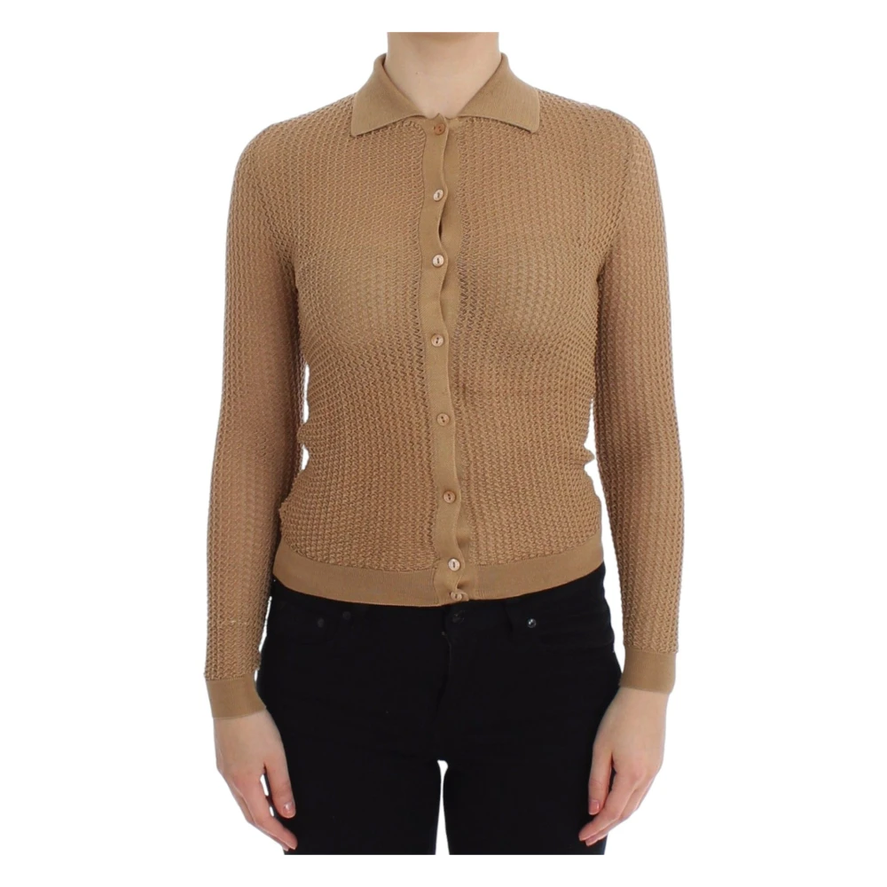 Dolce & Gabbana Women's Beige Cardigans, 2XS, Polo Cardigan Jumper