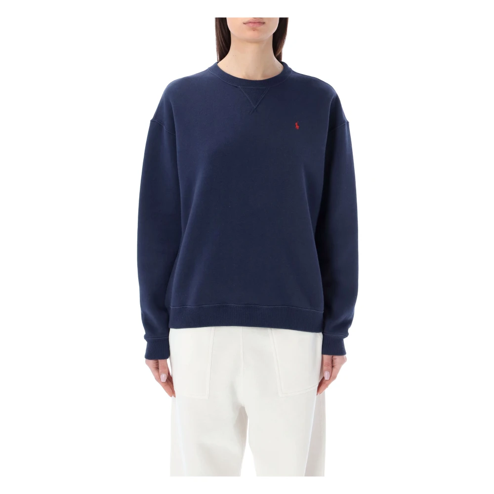 Ralph Lauren Navy Gebreide Kleding Classic Pony Crewneck Sweatshirt Blue Dames