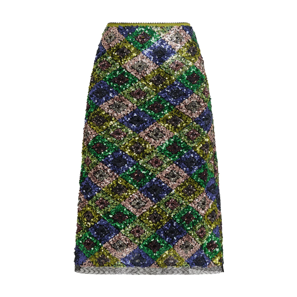 Maliparmi Geometrische Pailletten Geborduurde Midi Rok Multicolor Dames
