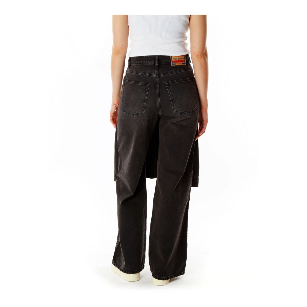 Diesel Wide Leg Low Waist Jeans Gray Dames