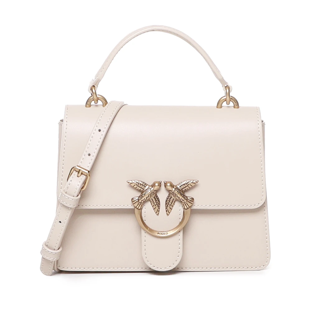 Pinko Witte Love-tas met Diamantgesp Beige Dames