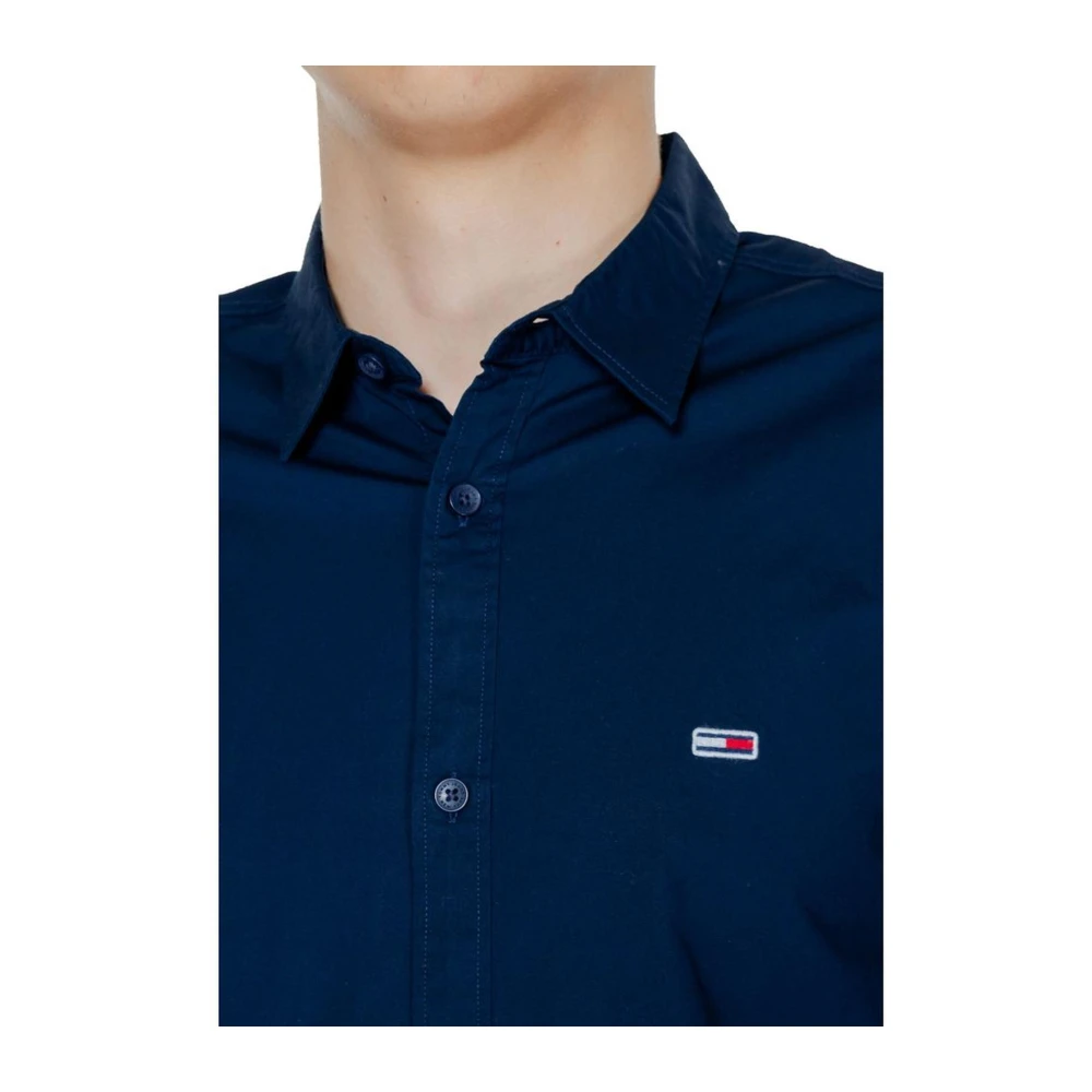 Tommy Jeans Katoenen Shirt met Elastaan Lange Mouwen Blue Heren