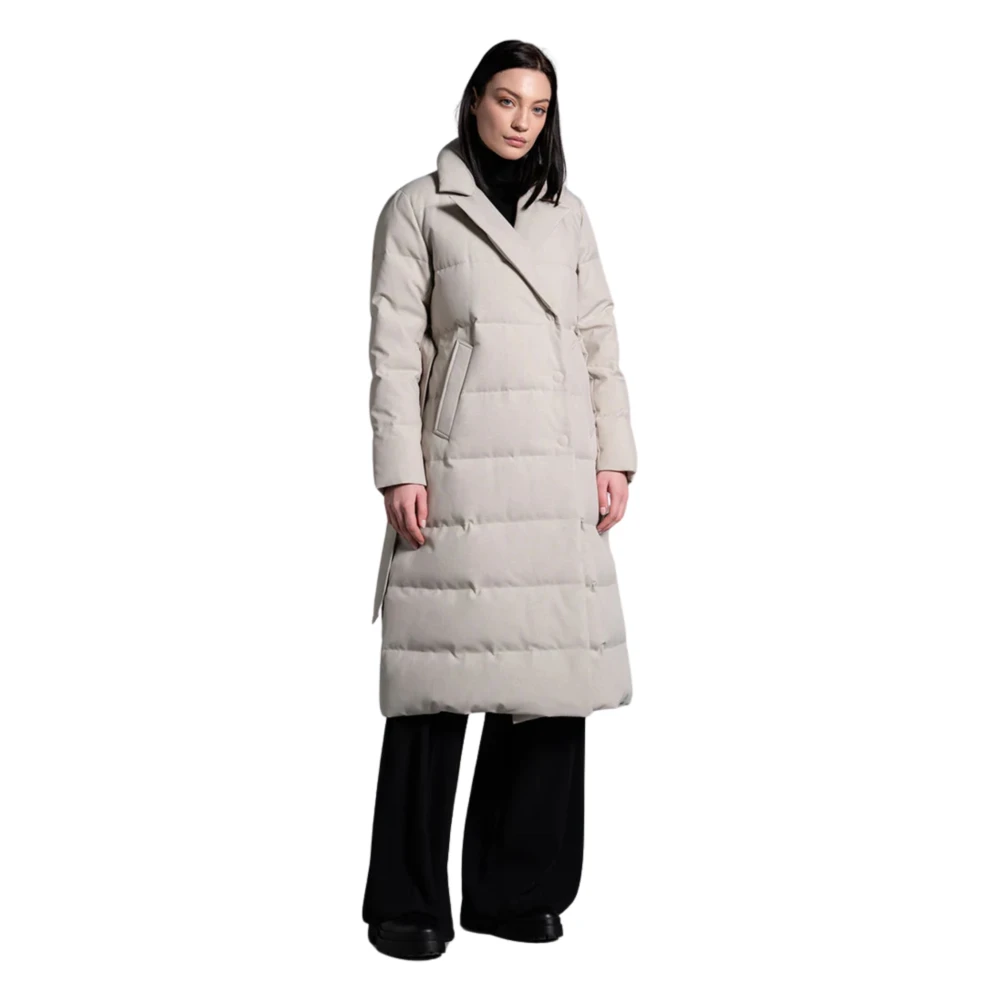 Duno Gewatteerde dubbele jas in beige Dames
