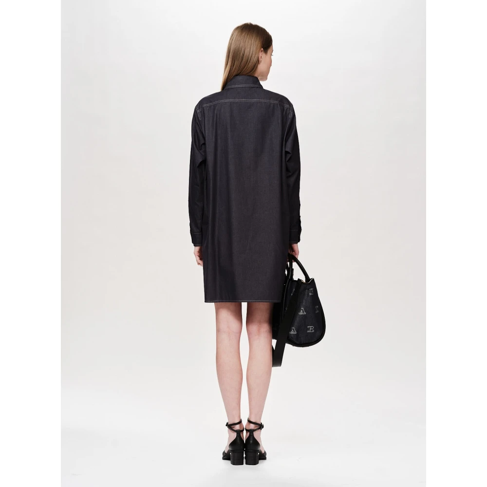 Max Mara Pijl Detail Katoenen Overhemdjurk Black Dames
