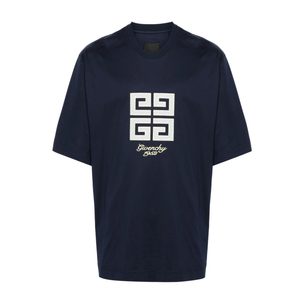 Givenchy Geborduurd Logo Jersey T-shirts en Polos Blue Heren