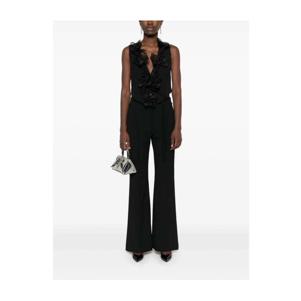 Rotate Birger Christensen High Waisted Wide Rose Trousers Black Dames