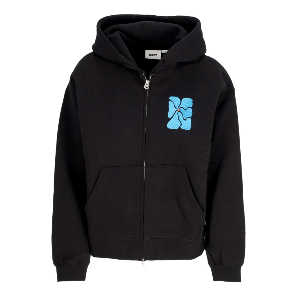 Obey Zwarte Zip Hoodie Fleece Sweatshirt Black Dames