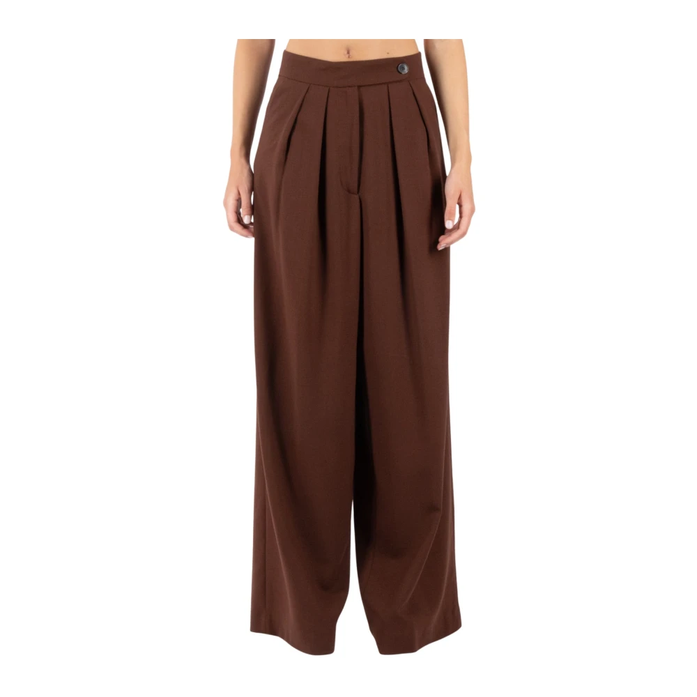 Dries Van Noten Hoge Taille Palazzo Wijde Broek Brown Dames