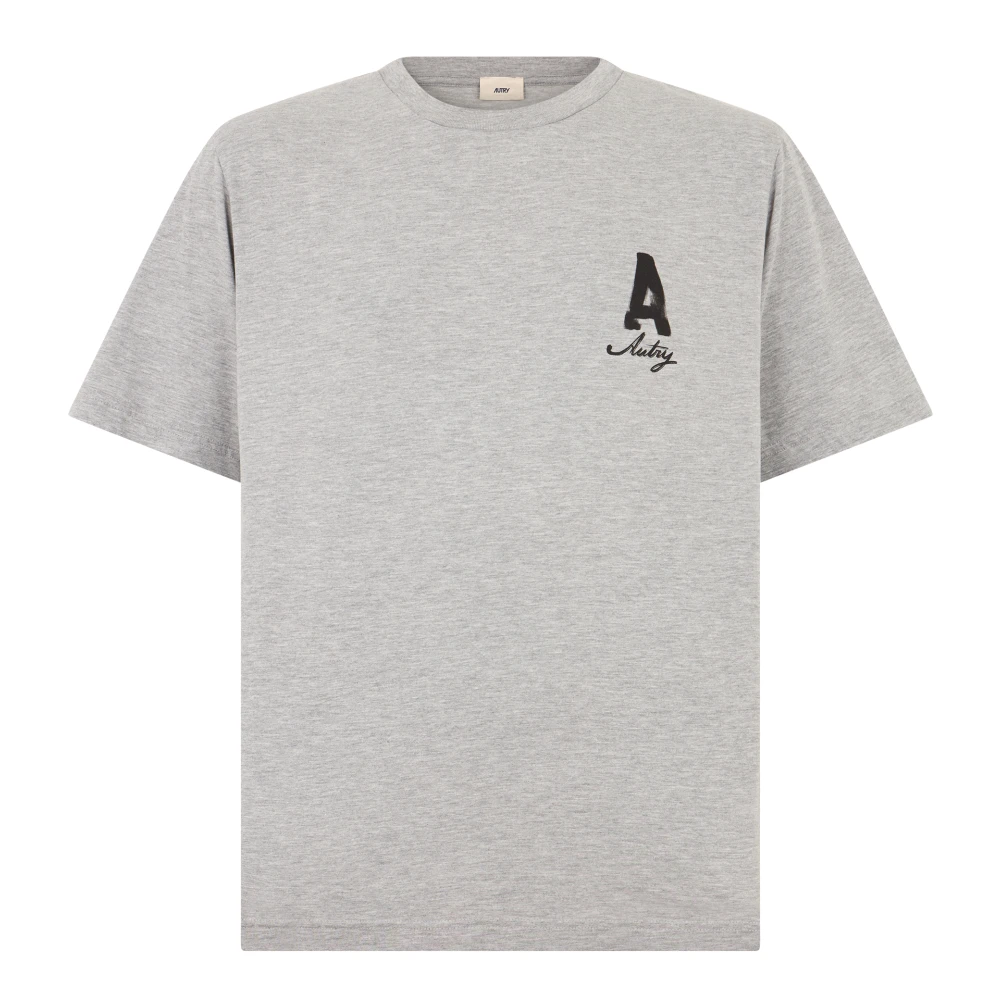 Autry Cotton T-Shirt With Logo - Male - T-Shirts - Gray - L - Tops