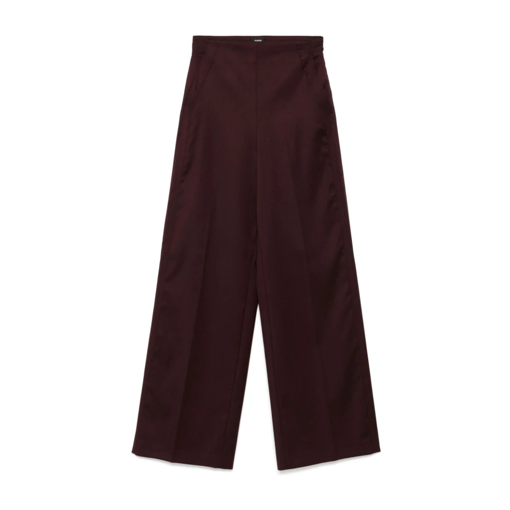 Pinko Women's Brown Straight Trousers, L, Casual Wool Trousers