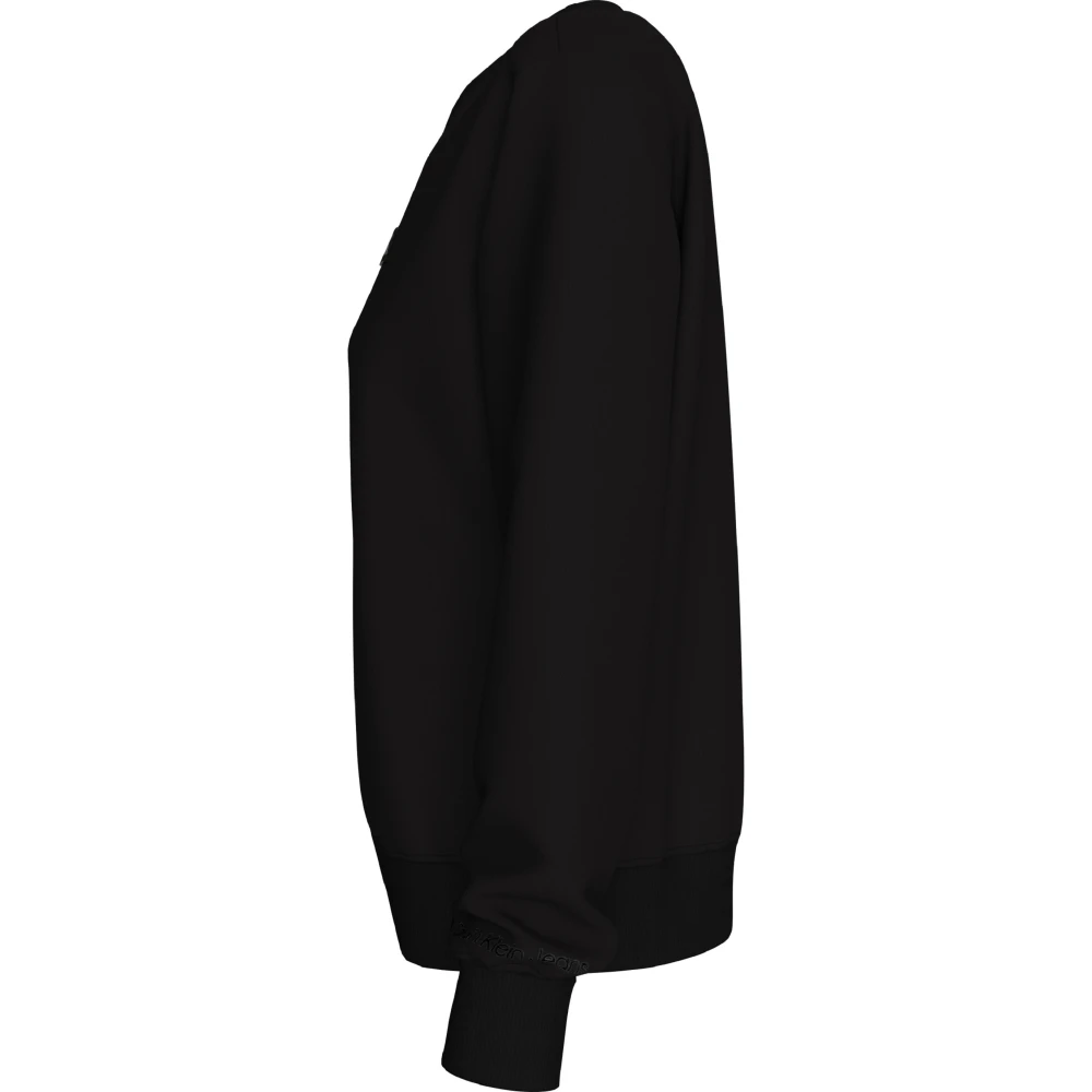 Calvin Klein Zwarte Sweater Regeneratief Katoen Geborduurd Logo Black Dames