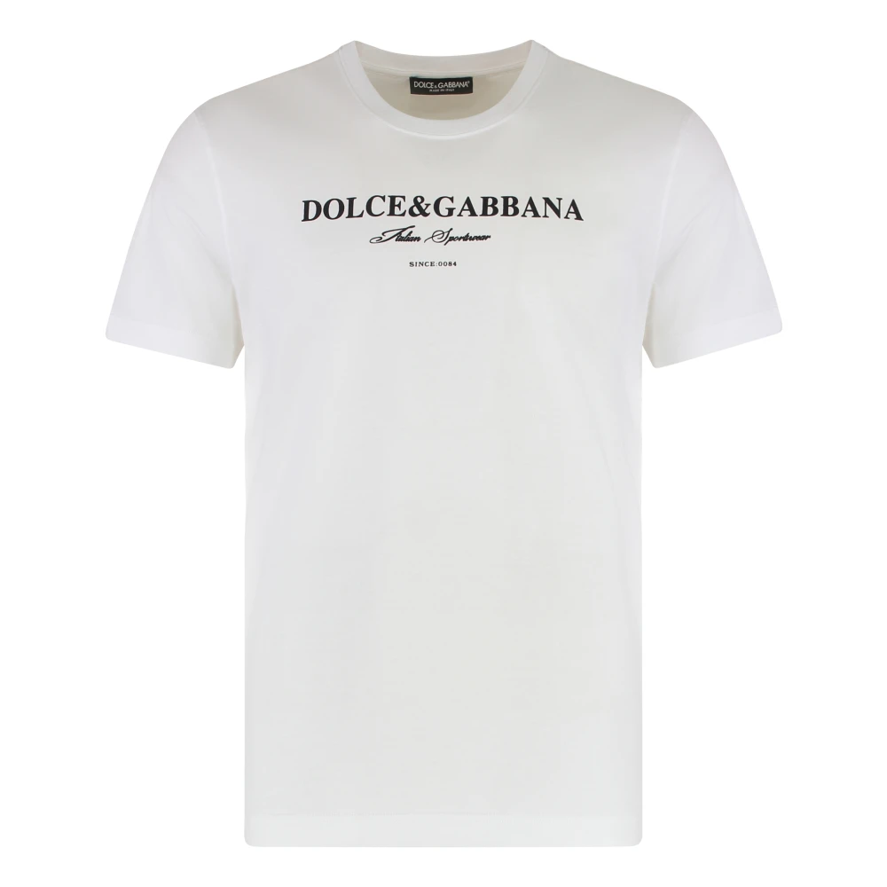 Dolce & Gabbana Men's White T-Shirts, Xl, Cotton Crew-Neck T-Shirt