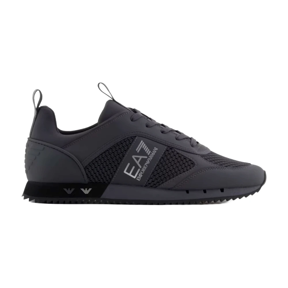 Emporio Armani EA7 Zwarte Sneakers met Reflecterende Details Black Heren