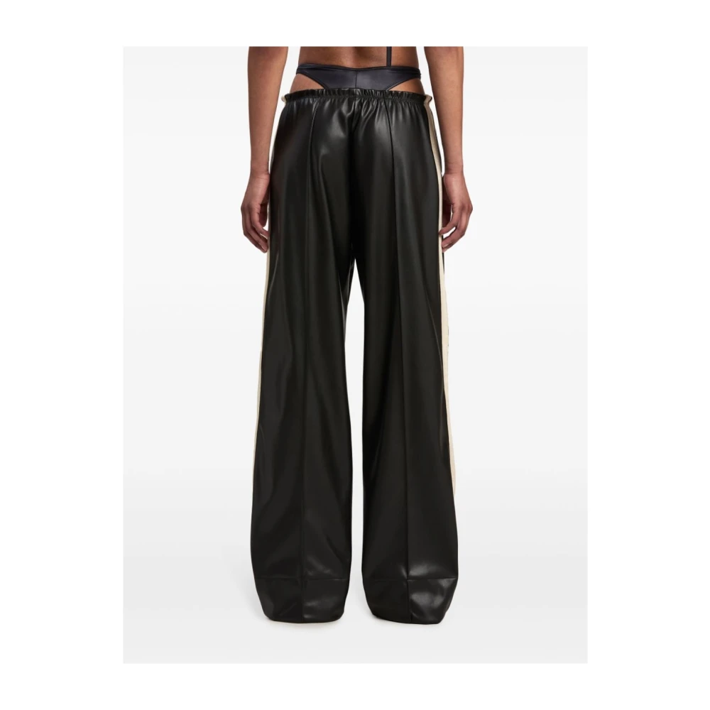 Palm Angels Zwarte leren wijde broek Black Dames