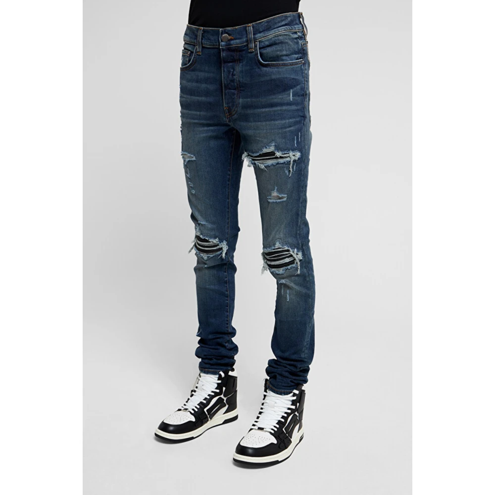 Amiri Slim Leather Lined Jeans Blue Heren