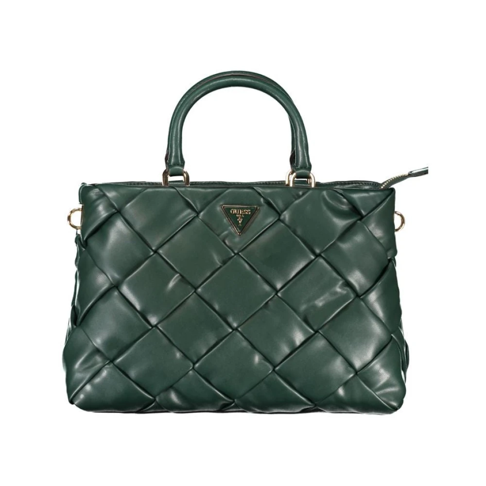 Guess Women's Green Polyethylene Backpack Bag With Contrasting Details