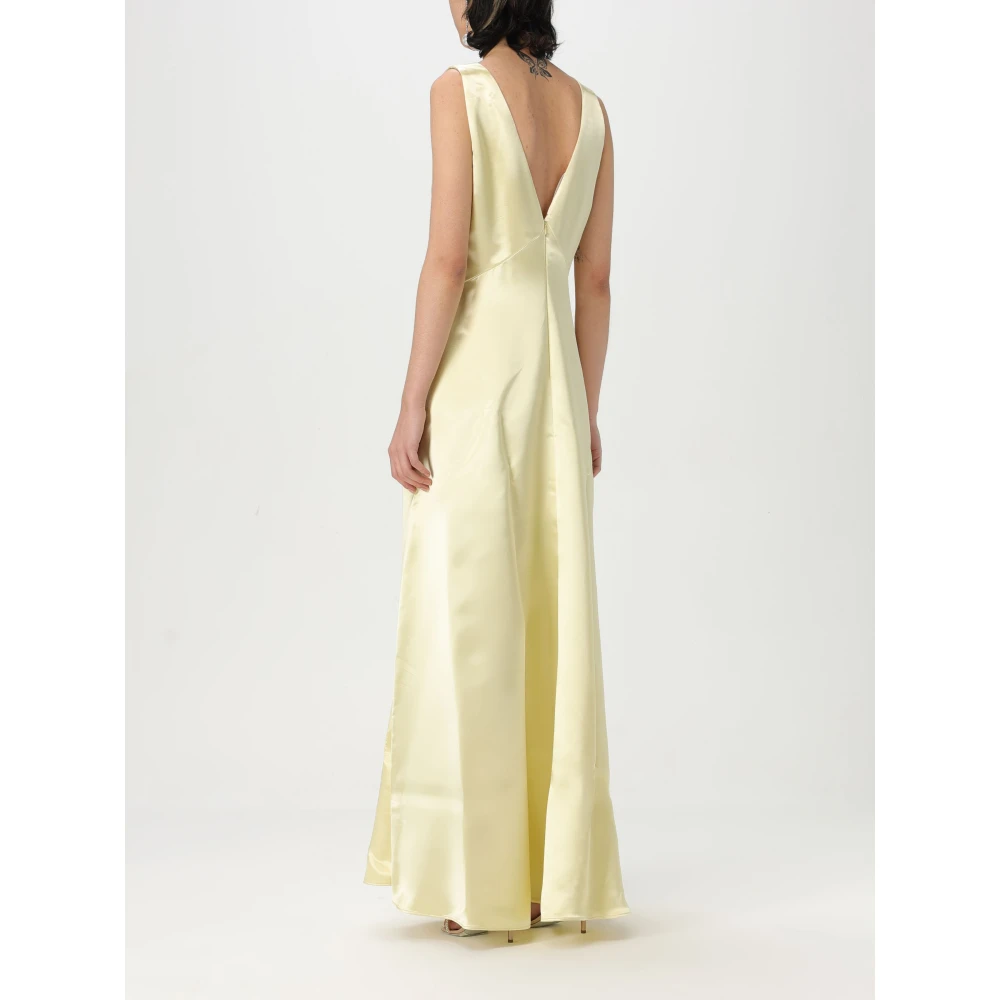 Philosophy di Lorenzo Serafini Satijnen Viscose Jurk Yellow Dames