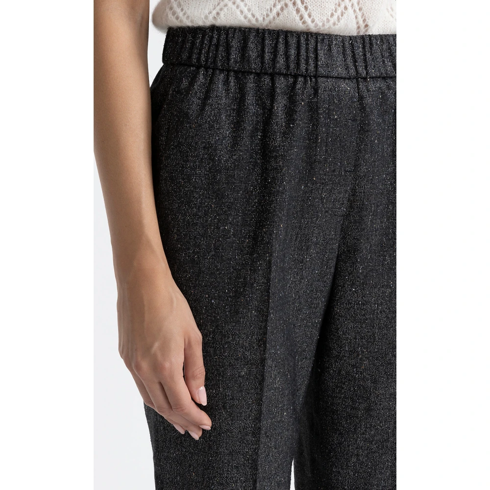PESERICO Lurex tweed wortelbroek Black Dames