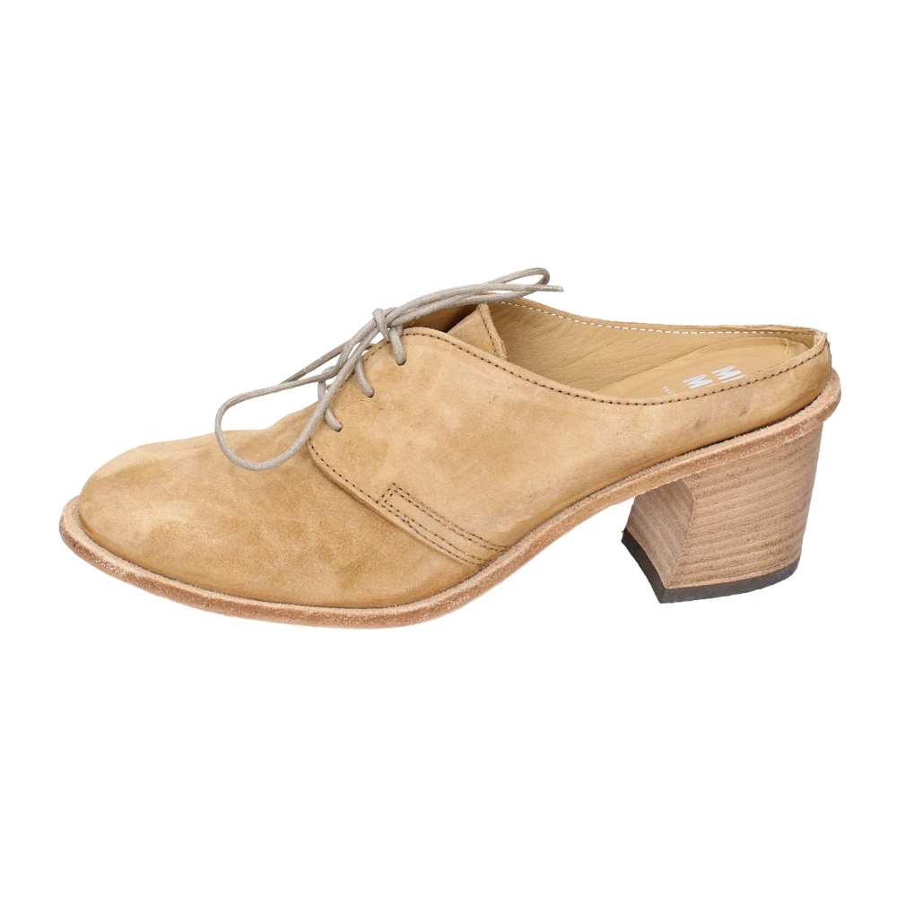 Moma Women's Brown Vintage Elegant Suede Heeled Mules