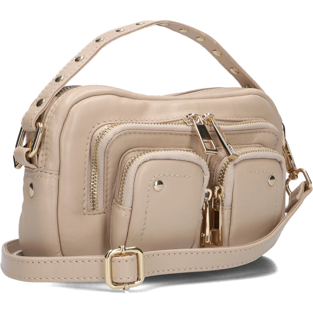 Núnoo Beige Leren Schoudertas Helena Puffed Sheep Beige Dames
