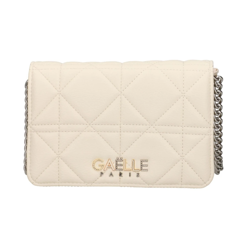 Gaëlle Paris Ivoor Schoudertas met Metalen Logo Beige Dames