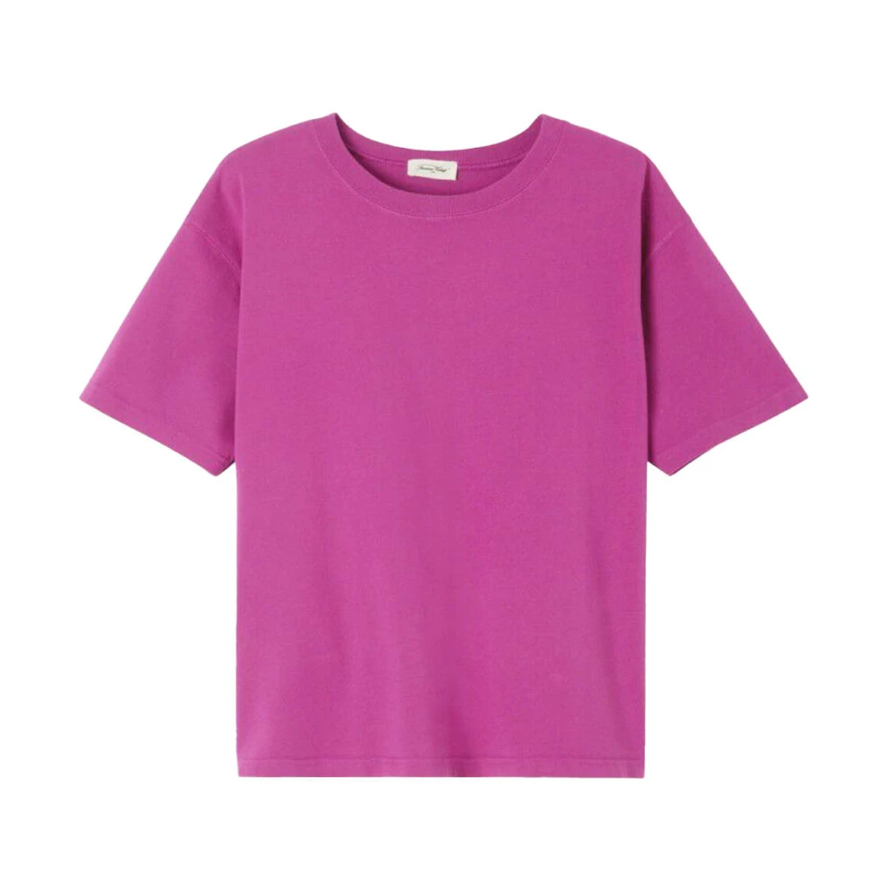 American vintage Klassiek Ronde Hals T-Shirt Purple Dames
