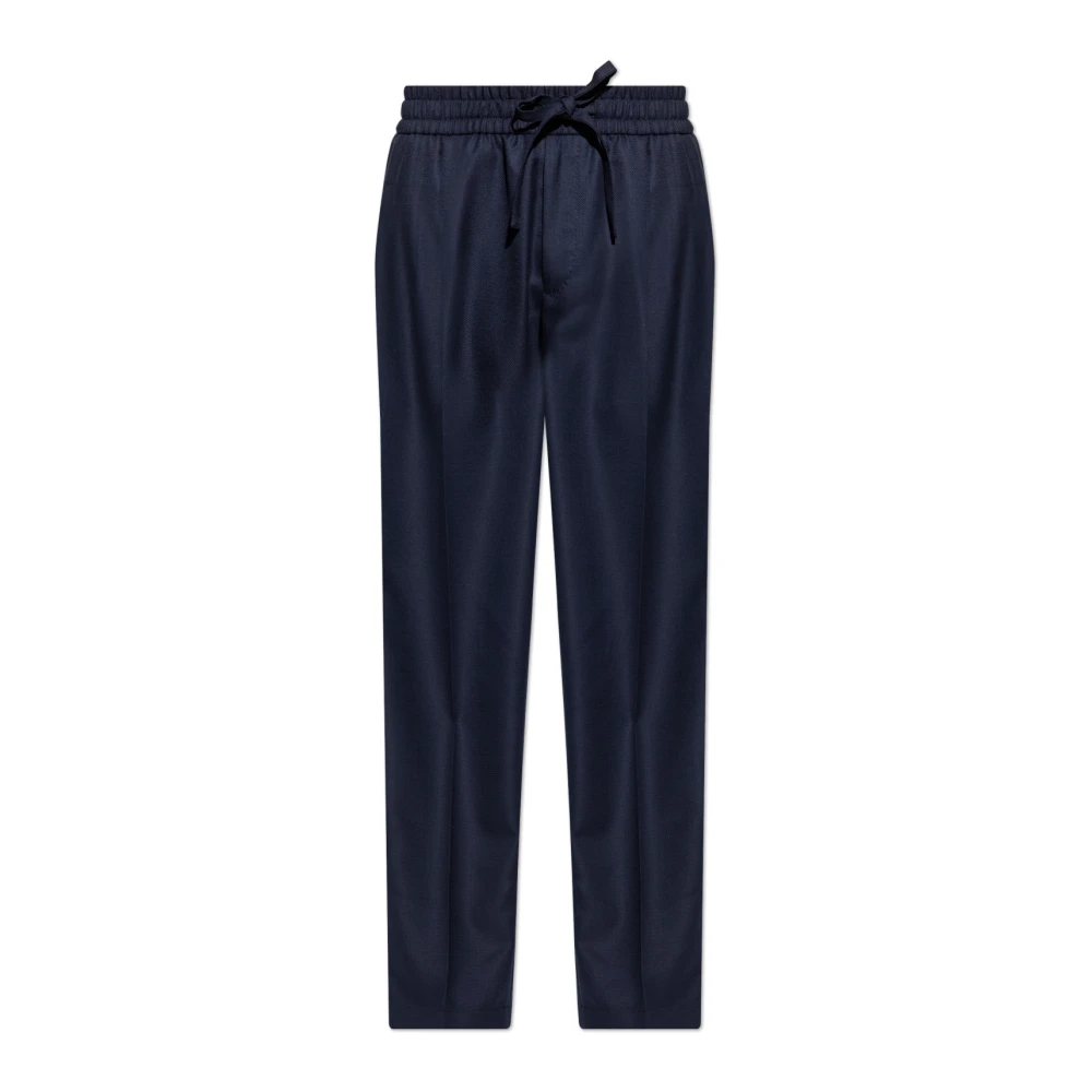 Dolce & Gabbana Herr Blå Byxor L, Ull Plisserade Byxor