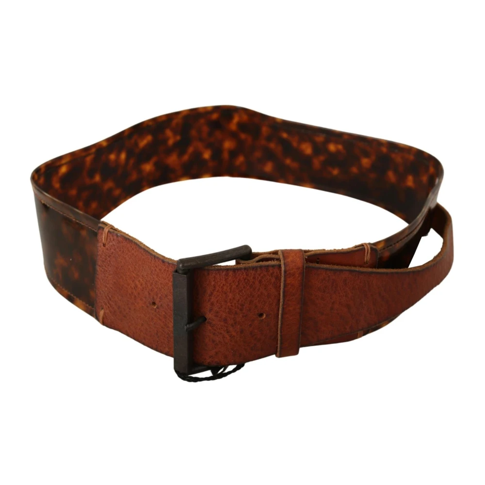 Ermanno Scervino Dark Brown Leather Buckle Waist Belt Brown, Dam