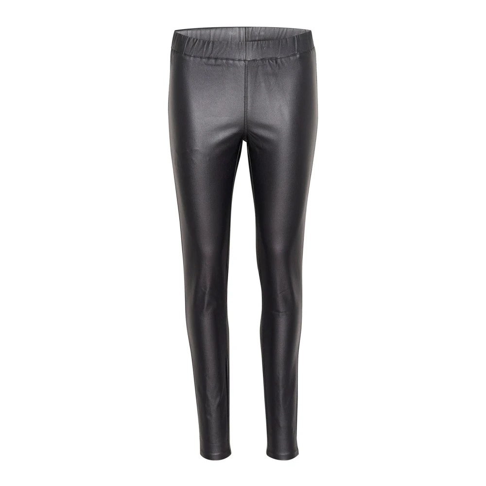 Kaffe Donna Nero - Jeggings Slim-Fit Neri Rivestiti - Trousers - L
