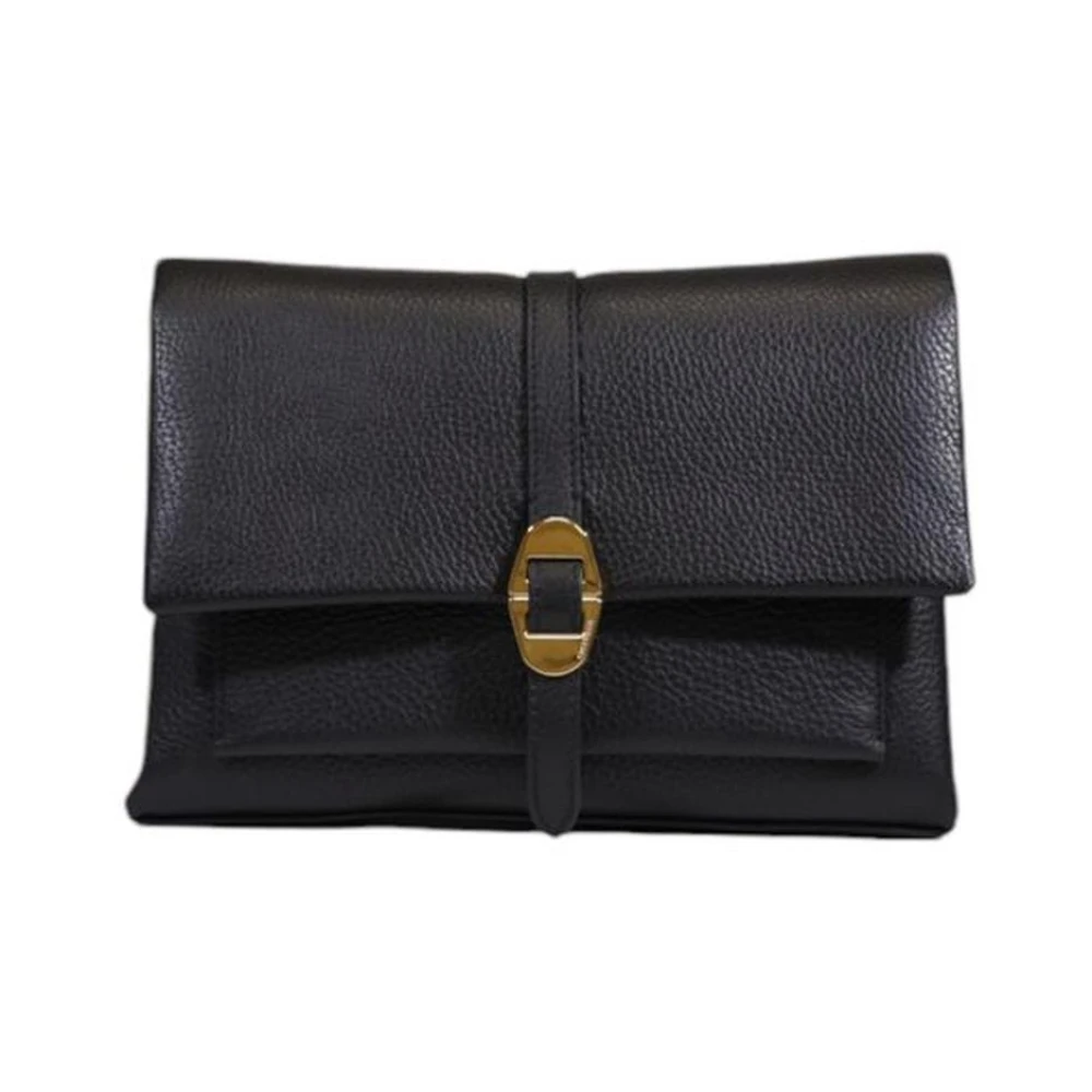 Coccinelle Zwarte leren handtas Premium afwerking Black Dames