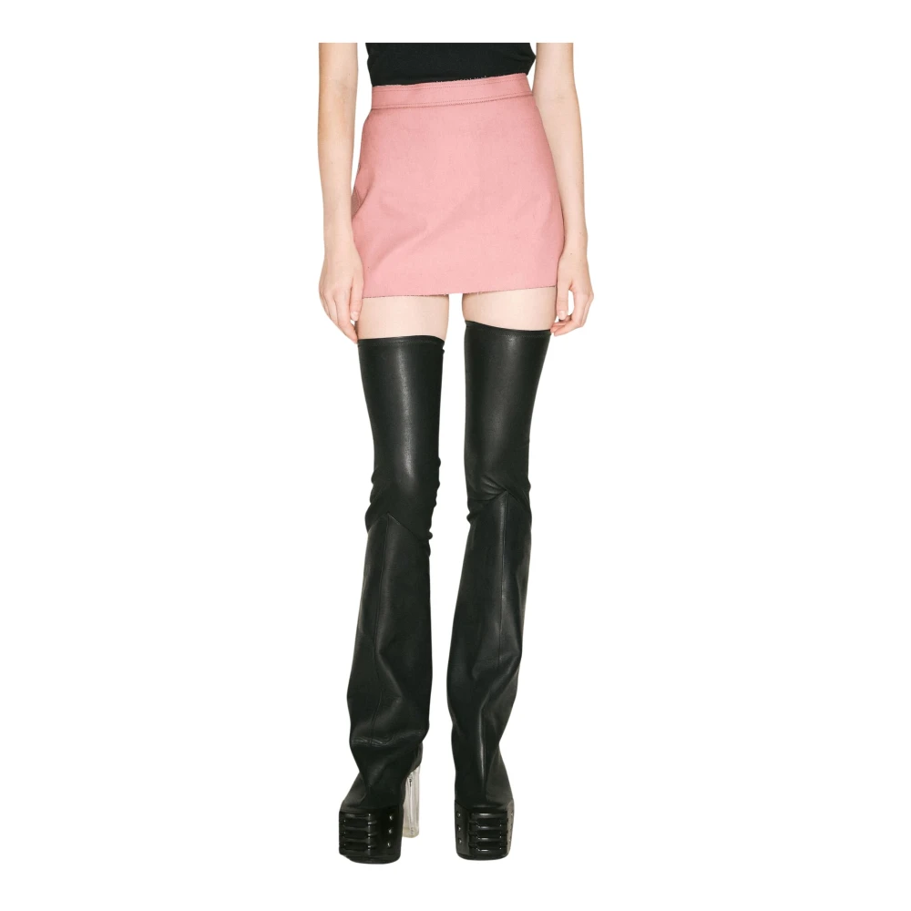 Rick Owens Gecoate Mini Rok Pink Dames