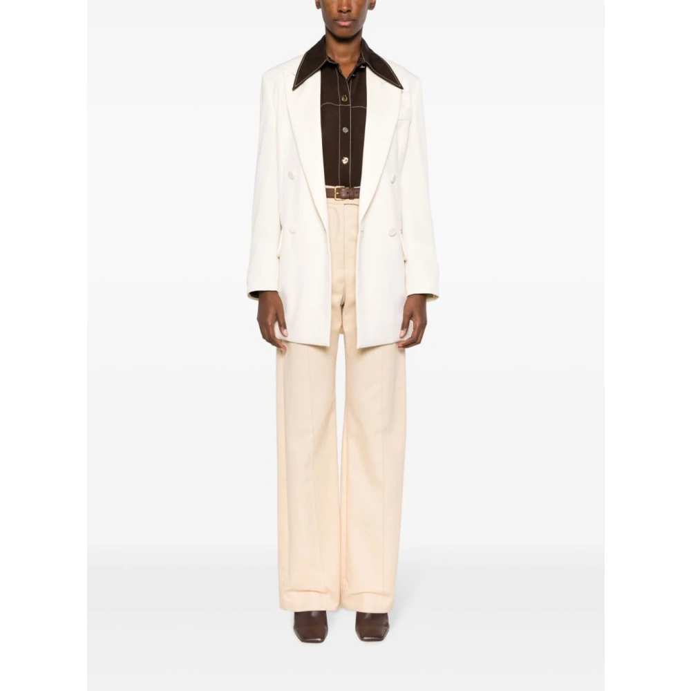 Max Mara Dubbelbreasted wollen blazer wit White Dames