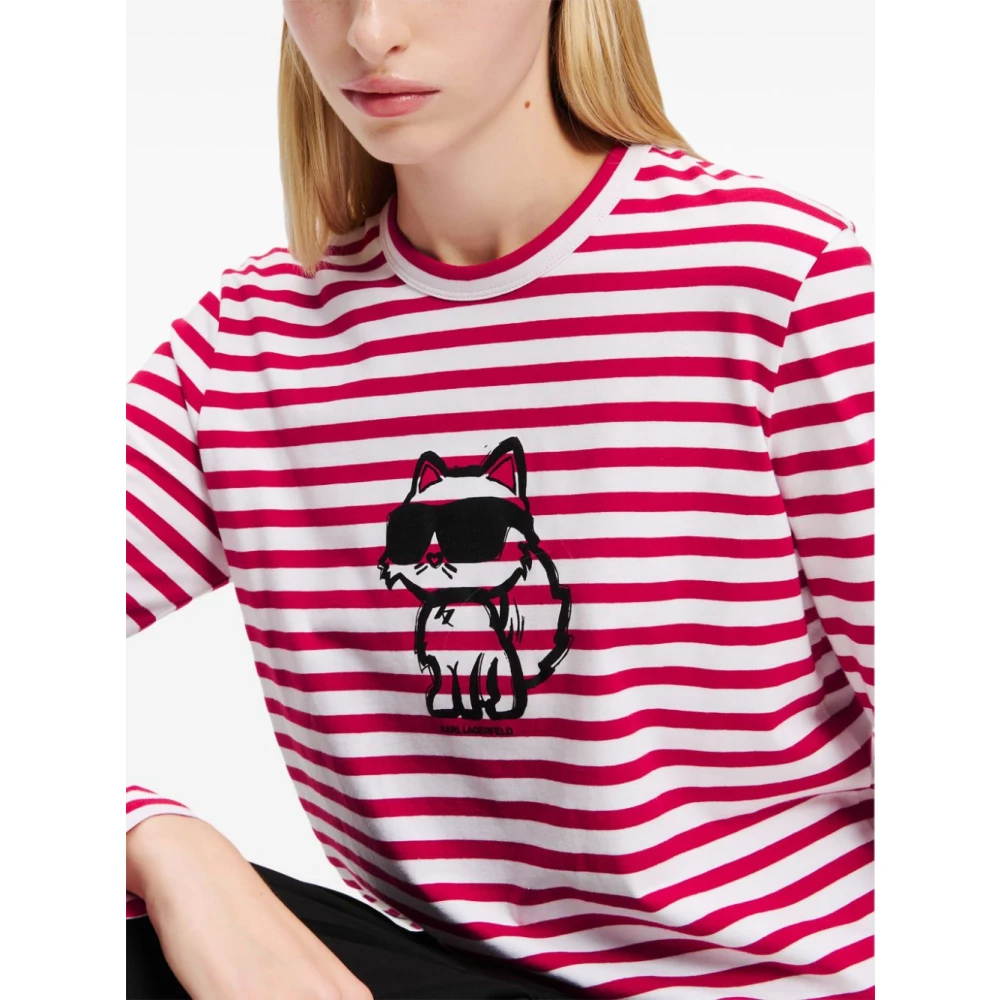 Karl Lagerfeld TOP ML WIT Rood Strepen Multicolor Dames