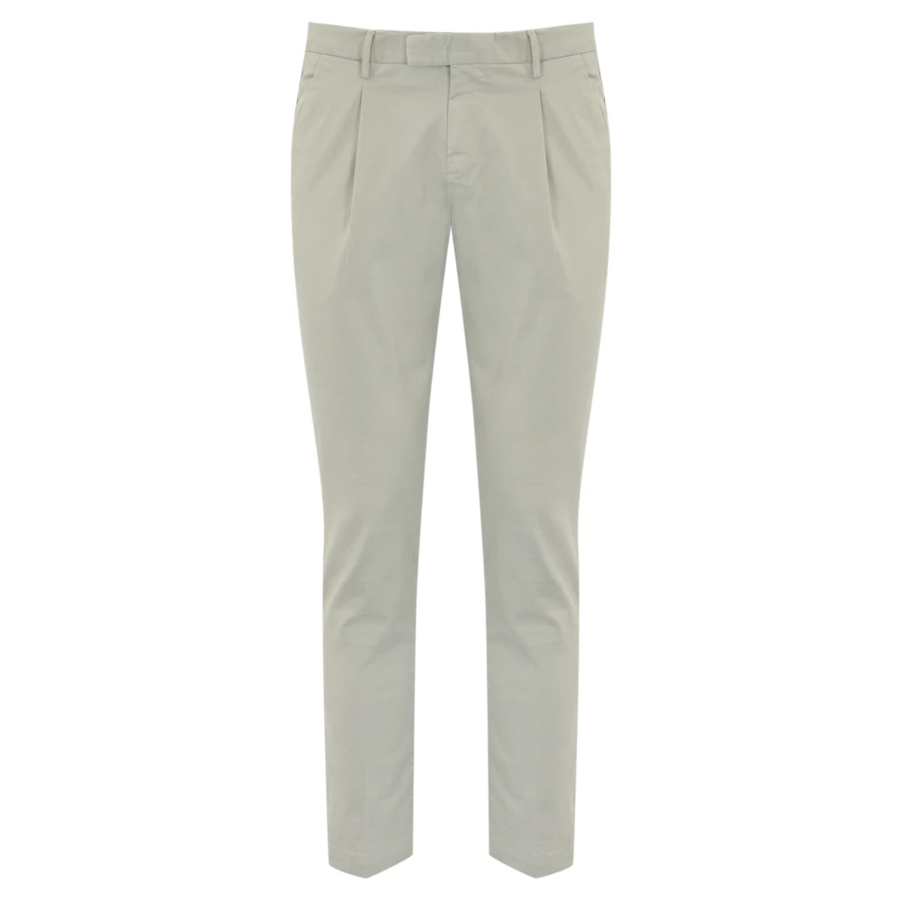 PT Torino Grå Bomulls Satin Stretch Byxor Gray, Herr