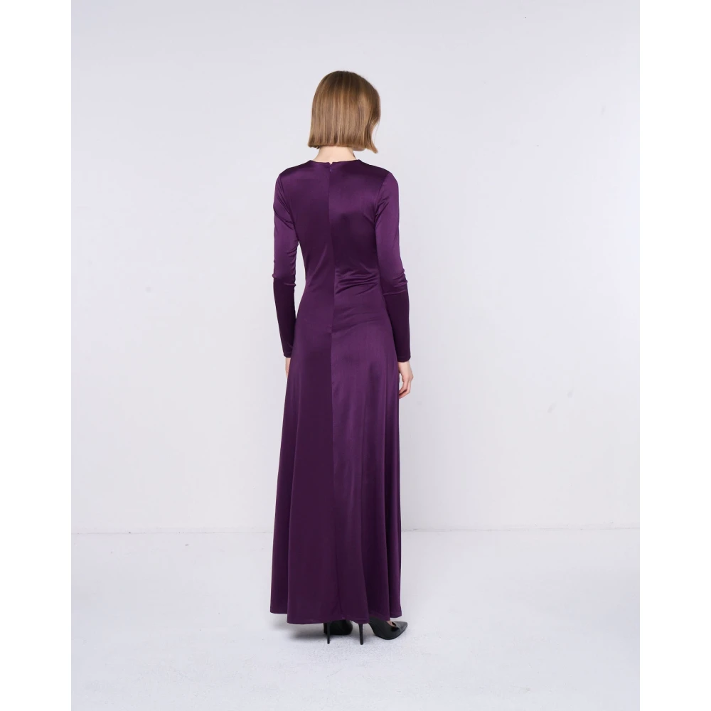 Silvian Heach Gekruiste V-hals Lange Gedrapeerde Jurk Purple Dames